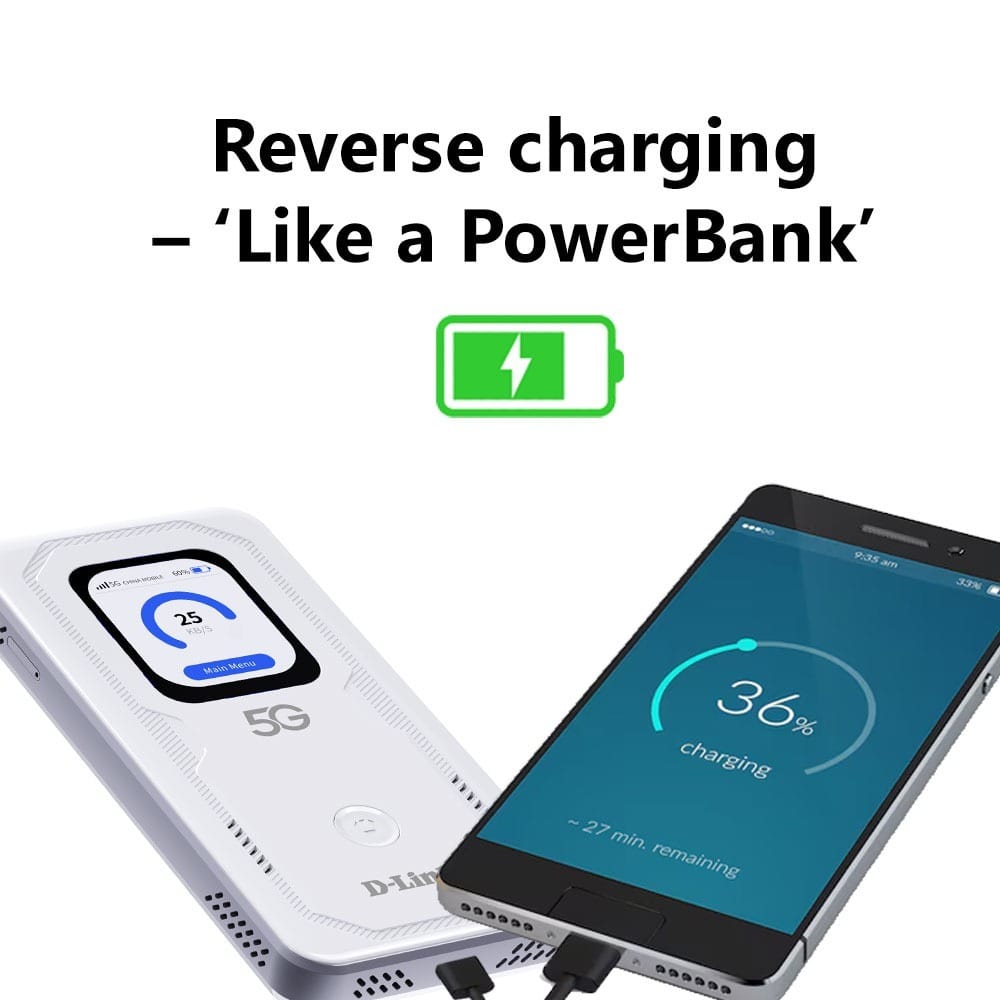 D-Link DWR-U2100 reverse charging, boleh cas balik telefon seperti power bank