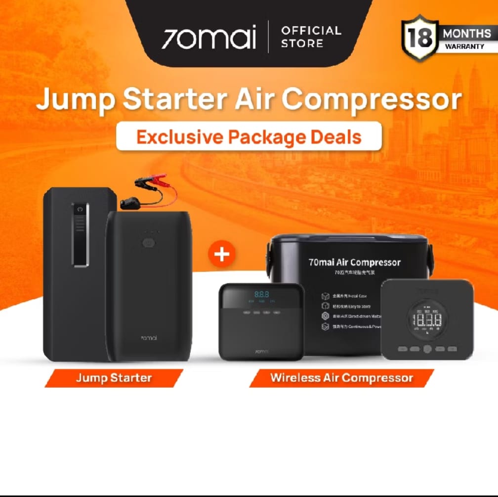 Bundle 70mai, jump starter dan pam angin wayarles