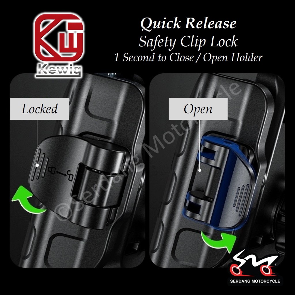 KEWIG M8SP quick release safety clip lock, locked dan open