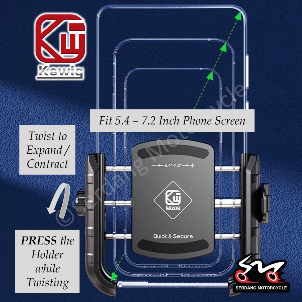 KEWIG M8SP muat telefon 5.4 hingga 7.2 inci, twist to expand