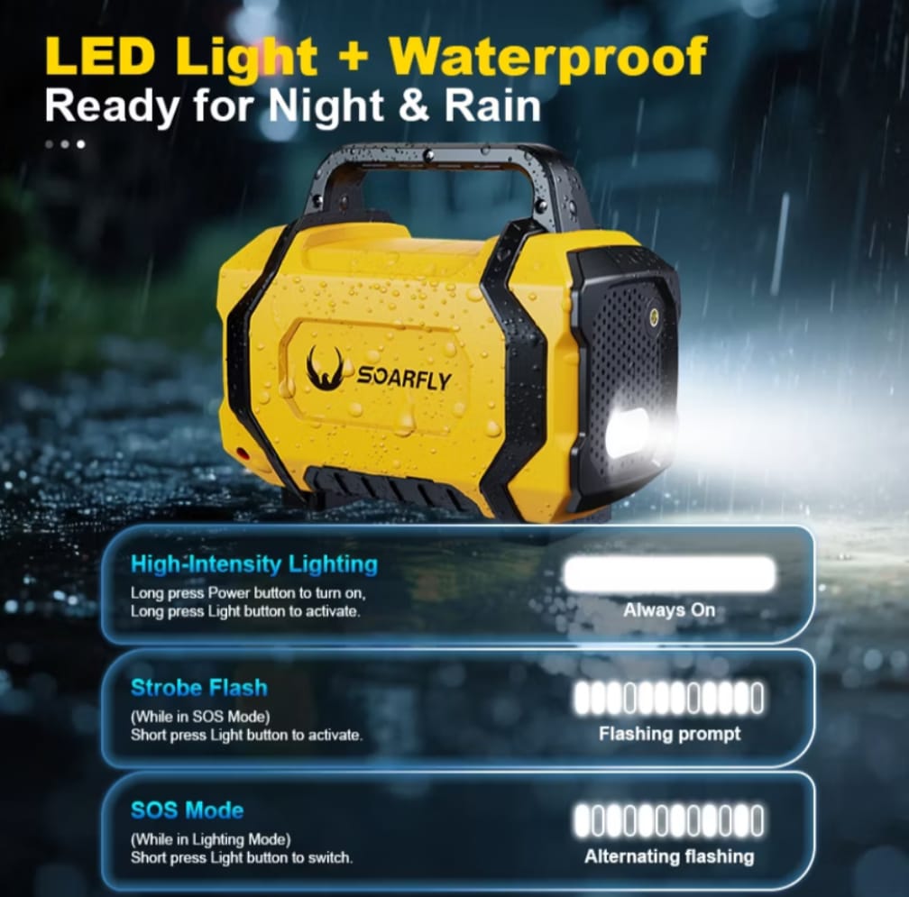 SOARFLY dengan lampu LED dan binaan kalis air untuk kegunaan waktu malam dan hujan